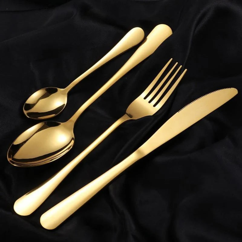 18 Peças Talheres Ouro De Aço Inox
